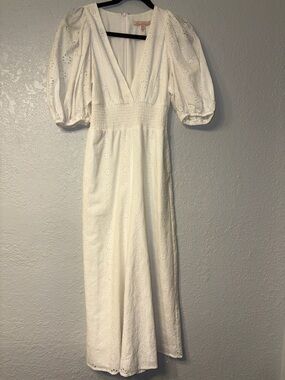 Hutch White Eyelet Puff-Sleeve Maxi Dress